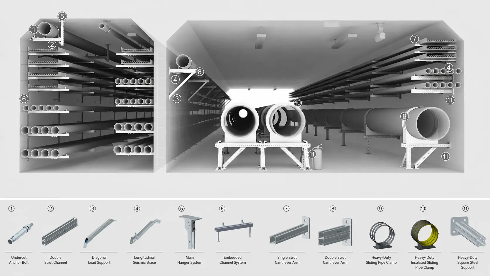 Utility tunnel support